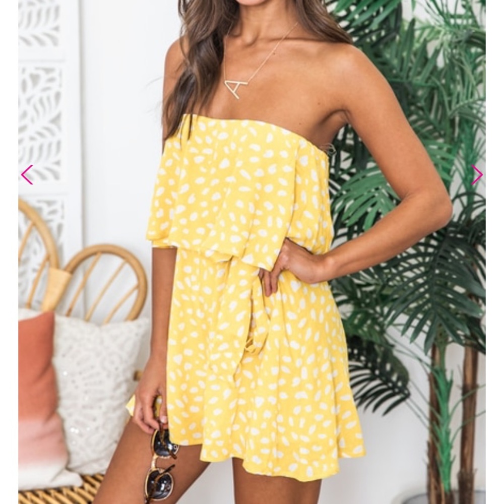 PINK LILY YELLOW AND WHITE ROMPER